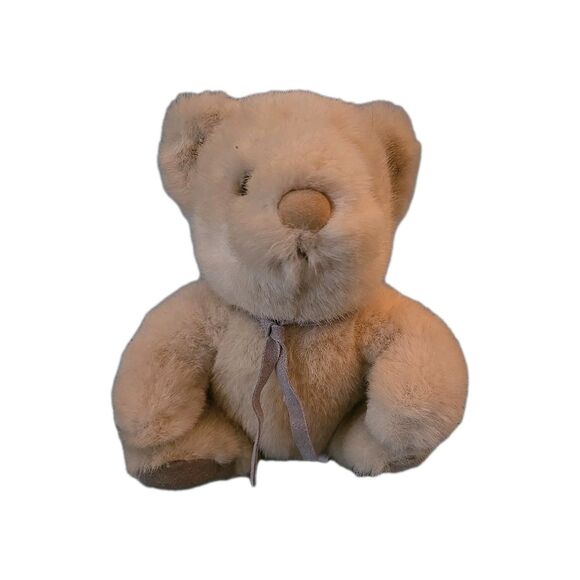 Russ Caress Soft Pets Nutmeg the Teddy Bear 8" Light Tan Color With Neck Tie - Picture 1 of 5